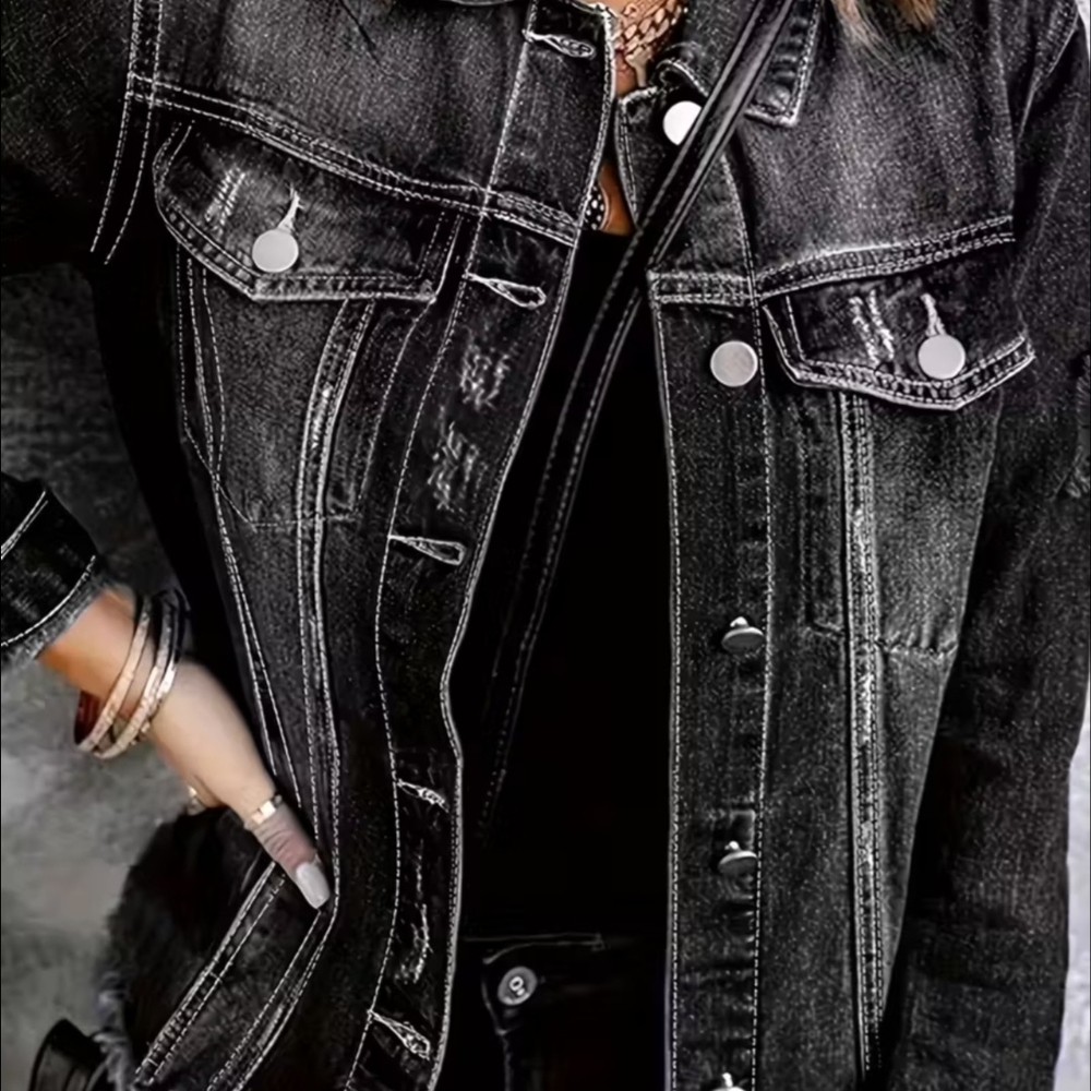 Source Unknown Dark Gray Denim Jacket - image 3